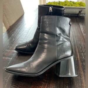Sam Edelman Women's Winnie Block Heel Leather Booties Black Size 8.5M